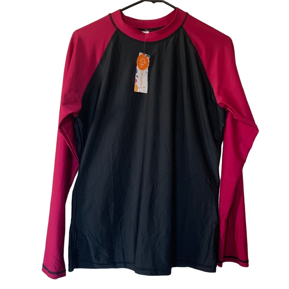 Women’s Long Sleeve Rashguard Wine and Black Size XL